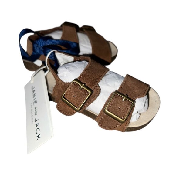 Janie & Jack Leather Buckle Sandal Sz 12-18 Months Brown - Picture 5 of 11